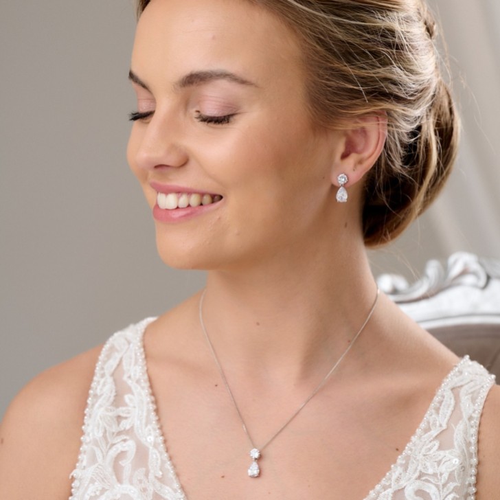 Cleo Silver Teardrop Cubic Zirconia Wedding Jewellery Set